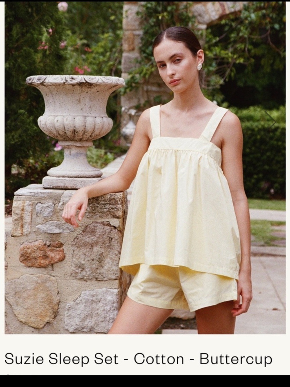 NWT Piyama Suzie Cotton Sleep Set in Buttercup tank and shorts Pajamas XS, S, M